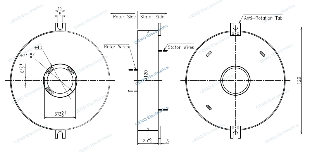 Pancake Flat Slip Ring with PCB Electrical Collector