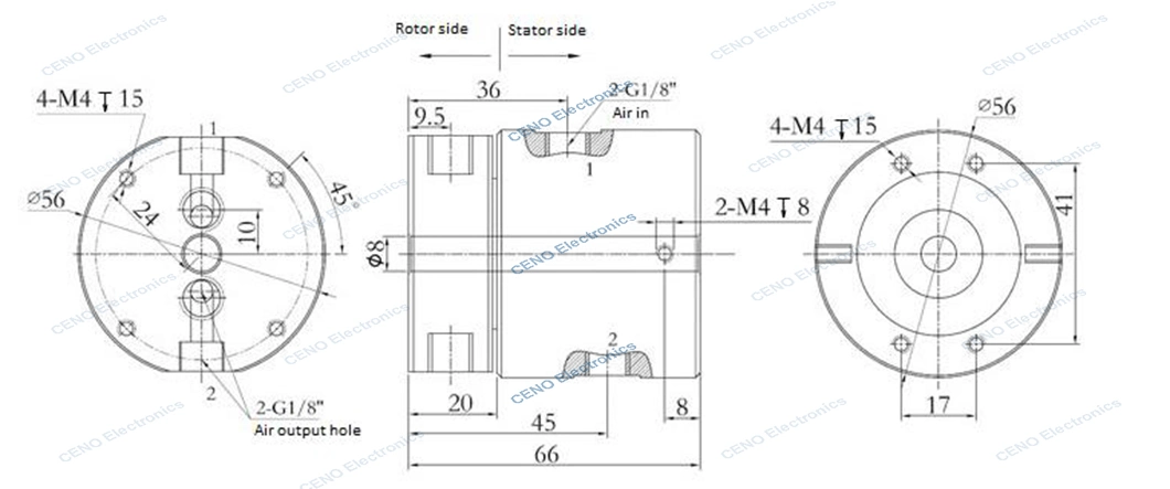 Pneumatic Hydraulic Rotary Union with 10MPa Slip Ring