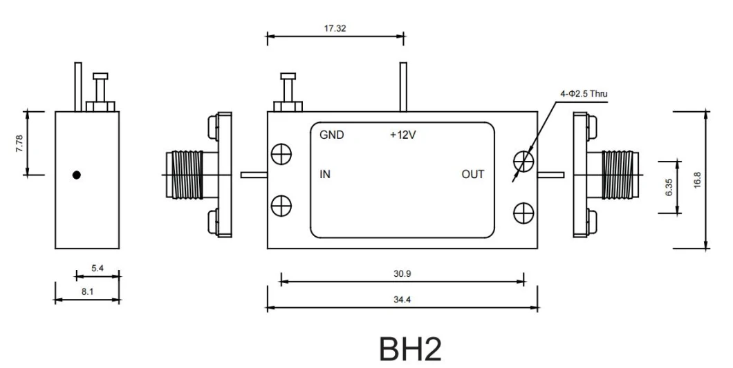 0.7GHz~0.9GHz Narrow Band Low Noise RF/Microwave Power Amplifier SMA-F RF Power Module T/R Components